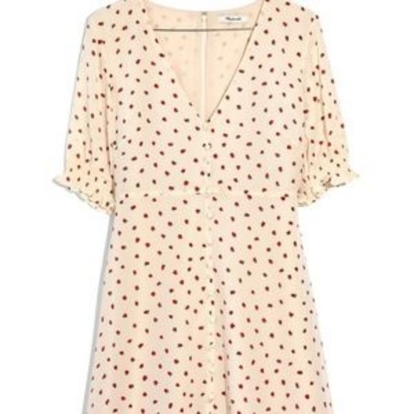 Madewell Strawberry Button Front Silk Dress - Picture 3 of 4